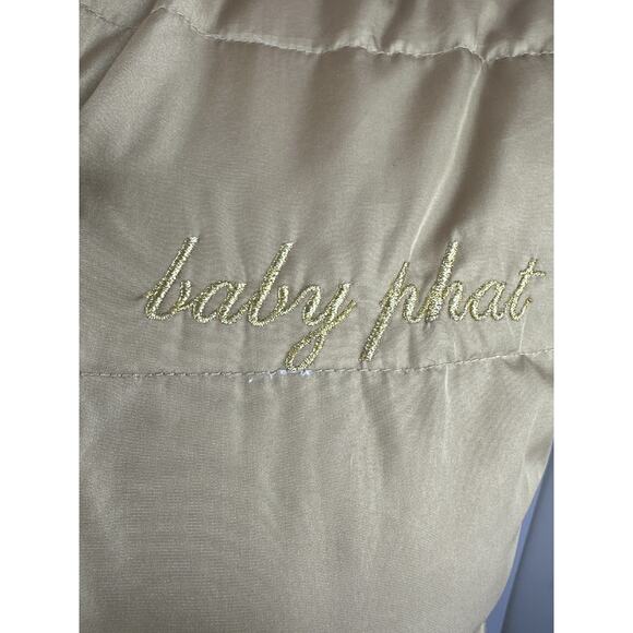 Vintage Y2K Baby Phat Feather Down Puffer Vest Gold Button Zip Womens Size Large - Picture 13 of 16